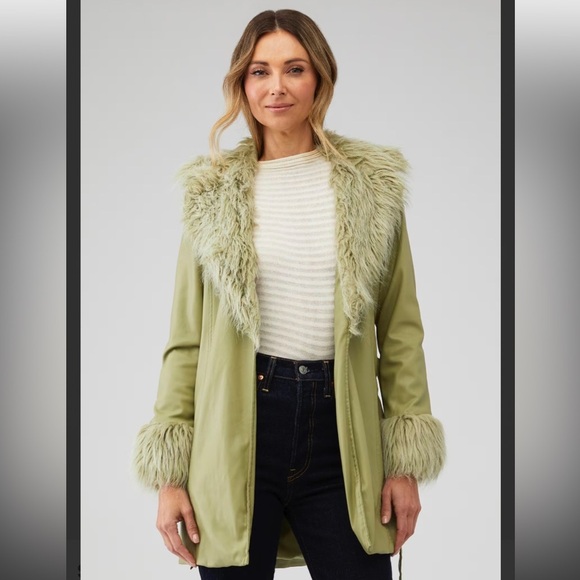 NWT Show Me Your Mumu Penny Lane Faux Leather Wrap Jacket Sage Green - Small - Picture 1 of 10